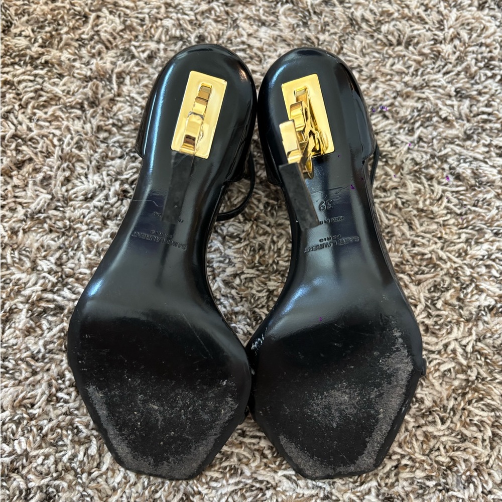 Opyum YSL Logo-Heel Sandals with Golden Hardware - Picture 6 of 7